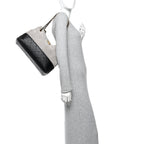 Suede Calfskin Shiny Lambskin Quilted Small Coco Base Shopping Bag Grey Black
