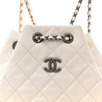 Patent Goatskin Quilted Small Gabrielle Backpack White