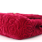 Velvet Camellia Embossed Mini Square Flap Fushia
