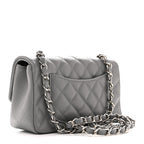Caviar Quilted Mini Rectangular Flap Grey