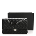 Lambskin Quilted Medium Double Flap Black