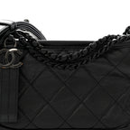 Aged Calfskin Quilted Small Gabrielle Hobo So Black
