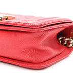 Caviar Quilted Small Boy Flap Red