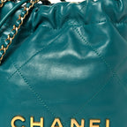Shiny Calfskin Quilted Mini Chanel 22 Green