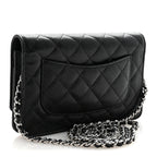 Caviar Quilted Wallet on Chain WOC Black