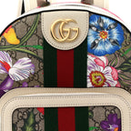 GG Supreme Monogram Flora Web Small Ophidia Day Backpack White