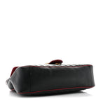 Vintage Effect Calfskin Matelasse Diagonal Large Torchon GG Marmont Shoulder Bag Black Romantic Cherry