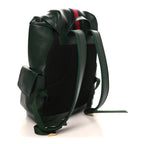 Grained Calfskin Medium Ophidia Double Buckle Backpack Green