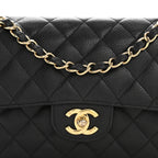 Caviar Quilted Small Double Flap Black
