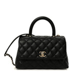 Caviar Quilted Mini Coco Handle Flap Black
