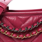 Aged Calfskin Chevron Quilted Small Gabrielle Hobo Dark Pink