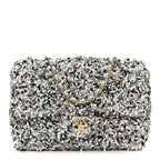 Sequin Mini Flap Gray Black White Pearly White