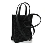 Denim Cuoio Harness GG Monogram Mini Ophidia Tote Bag Black Medium Grey