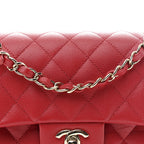 Caviar Quilted Small Double Flap Red