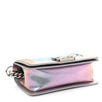 Iridescent Patent Calfskin PVC Quilted Small Boy Flap Light Purple