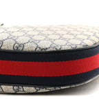 GG Supreme Monogram Textured Calfskin Web Large Attache Shoulder Bag Beige Blue