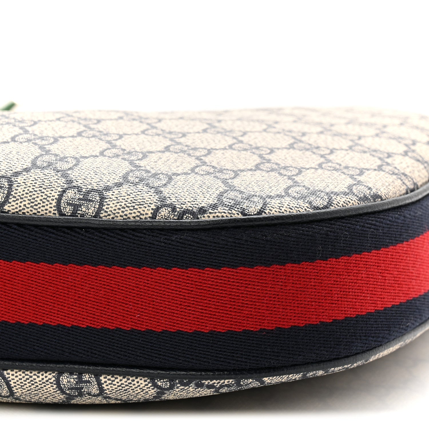 GG Supreme Monogram Textured Calfskin Web Large Attache Shoulder Bag Beige Blue