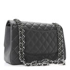 Lambskin Quilted Jumbo Double Flap Dark Grey