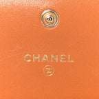 Lambskin Quilted Chanel 19 Flap Coin Purse With Chain Light Brown