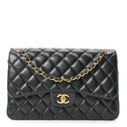 Lambskin Quilted Jumbo Double Flap Black