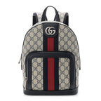 GG Supreme Monogram Textured Dollar Calfskin Web Small Ophidia Day Backpack Beige Blue Black