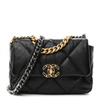 Lambskin Quilted Medium Chanel 19 Flap Black