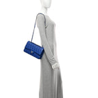 Lambskin Quilted Medium Double Flap Blue