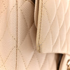 Caviar Quilted Medium Double Flap Light Beige