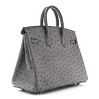 Ostrich Birkin 25 Gris Agate