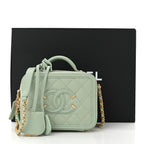 Caviar Quilted Small CC Filigree Vanity Case Mint