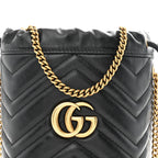 Calfskin Matelasse Mini GG Marmont 2.0 Bucket Bag Black