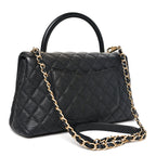 Caviar Quilted Small Coco Chain Handle Flap Black