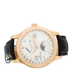 18K Rose Gold Alligator 37mm Master Calendar Moon Phase Automatic Watch Silver Q151242A