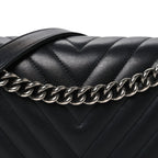 Lambskin Chevron Quilted New Medium Boy Flap Black