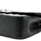 Caviar Quilted Jumbo Double Flap Black