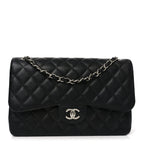 Caviar Quilted Jumbo Double Flap Black