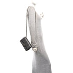 Lambskin Quilted Mini Rectangular Flap Dark Grey