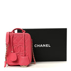 Caviar Quilted CC North South Filigree Vanity Case Pink