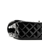 Patent Quilted Jumbo Double Flap Black