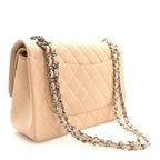 Caviar Quilted Jumbo Double Flap Beige