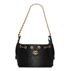 Washed Denim Quilted Mini Chanel 25 Handbag Black
