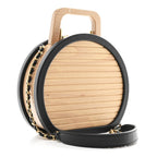Beech Wood Lambskin Round CC Vanity Case Black