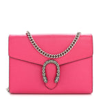Dollar Calfskin Crystal Mini Dionysus Chain Wallet Box Pink