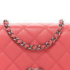 Lambskin Quilted Wallet On Chain WOC Pink