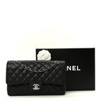 Caviar Quilted Medium Double Flap Black