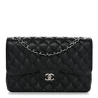Caviar Quilted Jumbo Double Flap Black