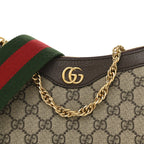 GG Supreme Monogram Textured Dollar Calfskin Web Small Ophidia GG Handbag Beige Ebony New Acero