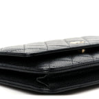 Caviar Quilted Wallet on Chain WOC Black
