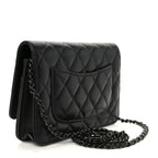 Lambskin Quilted Wallet On Chain WOC So Black