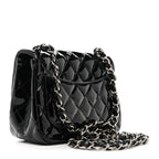 Patent Calfskin Quilted Mini Square Flap Black